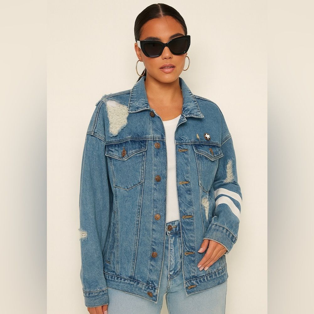 Women’s Oversized Distressed Denim Jacket